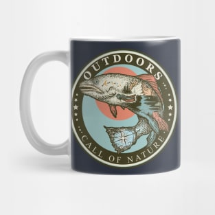 Fishing rod and fish isolated Mug